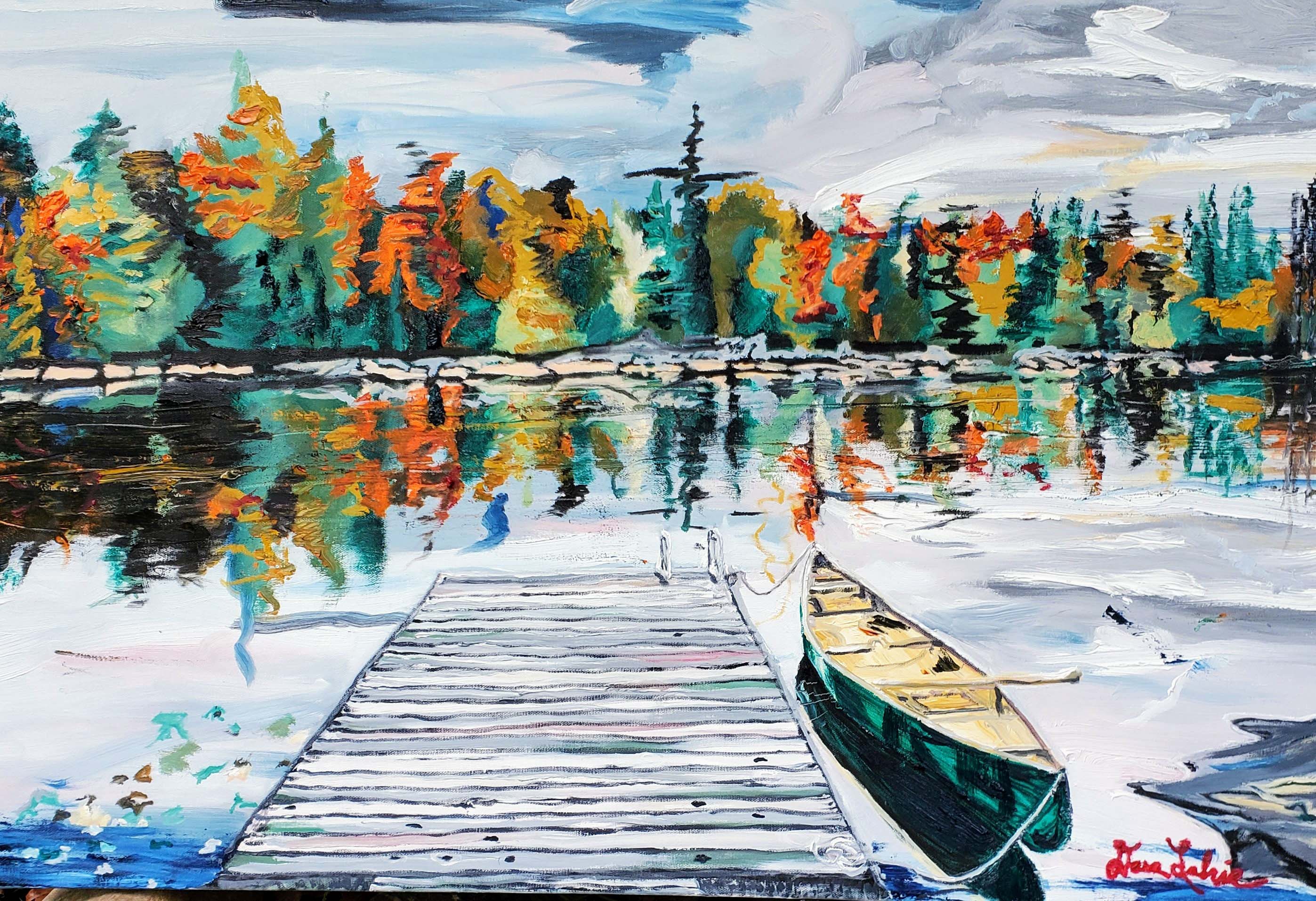 painting birch tree fall